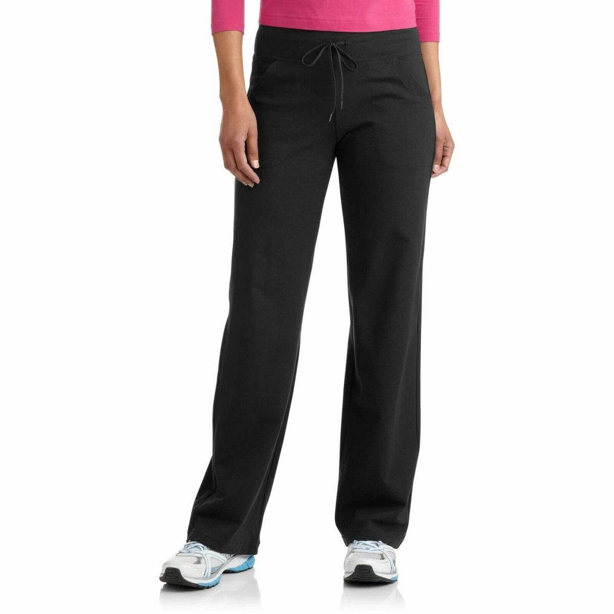 Danskin Womens Petite Dri-More Relaxed Pants, Yoga Fitness Activewear,  Black NEW