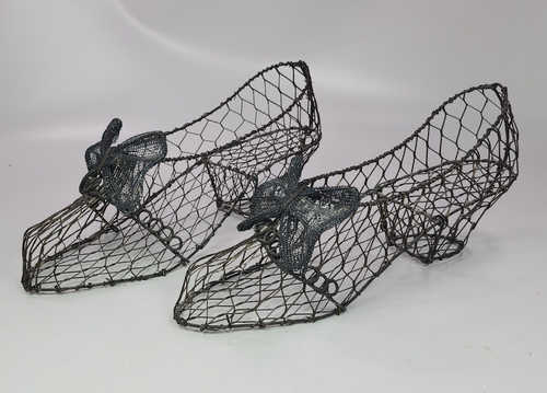 Un paio di scarpe vintage in filo di filo con fiocco bagno vittoriano francese - Foto 2 di 11