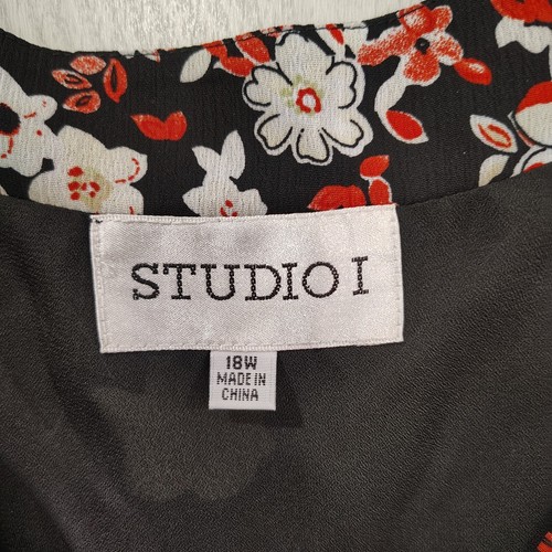 Studio One Faux Wrap dark Floral Dress Plus Size 18W Fairy Whimsical Goth career - Picture 5 of 10
