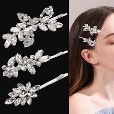 3 Pieces Rhinestone Bridal Hair Clip Leaf Wedding Hair Pins Crystal Hair Clip...