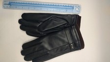 Vtg Men's Genuine Leather Winter Gloves with Fleece Lining - Black Med
