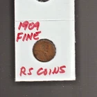 1909   FINE   LINCOLN  CENT     FINE   1909     /   RS COINS #34D  FREE SHIP !