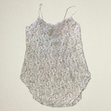 Vintage Cinema Etoile sheer lace camisole lingerie top with sequins and pearls