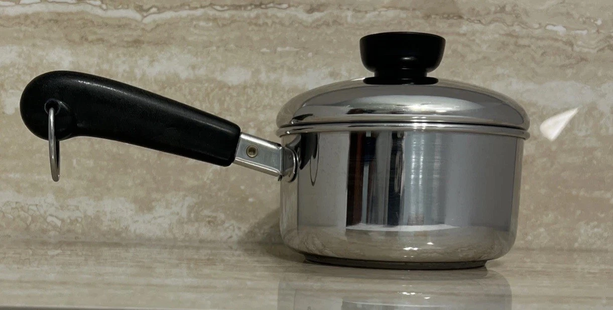 VTG Revere Ware 3/4 Qt Quart Tri-Ply Stainless Steel Sauce Pan w Lid ~ 87-A