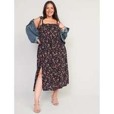 Old Navy Navy Women's Floral Sleeveless Midi Dress Pink and Peach Print, Size L