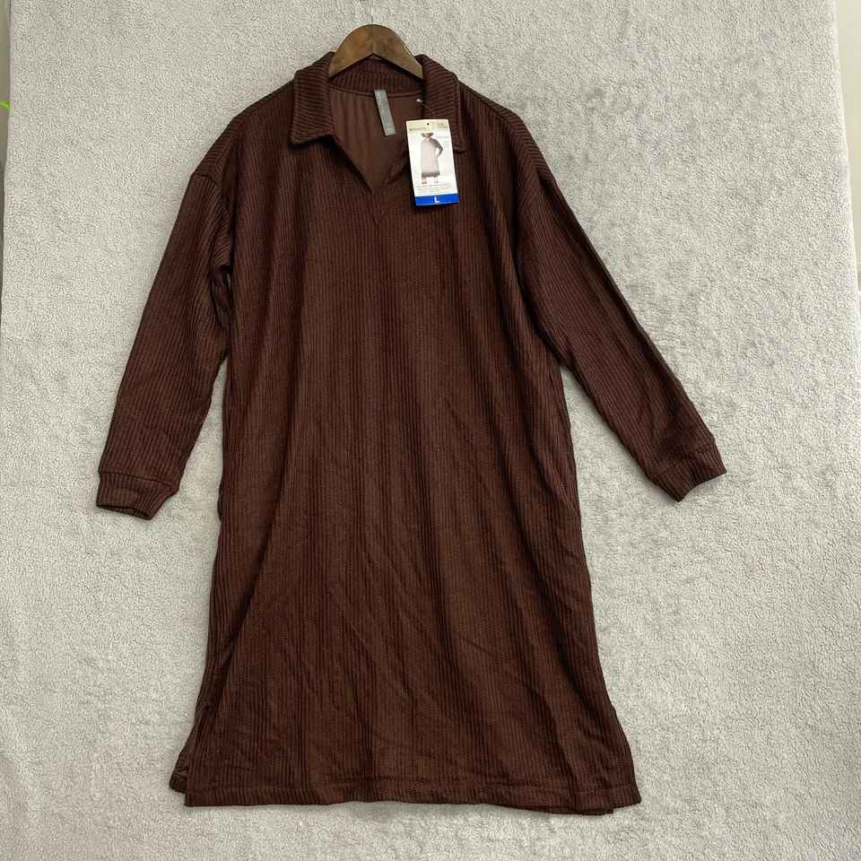 Nuevo Vestido Suéter Mondetta Para Mujer Cuello L Tejido Waffle Marrón Foto 2 de 4