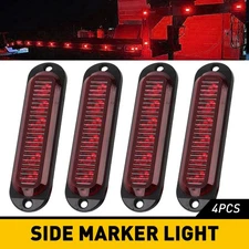 4pcs Clearance 6-LED Marker Side Indicator Light Red For RV Van Truck Trailer