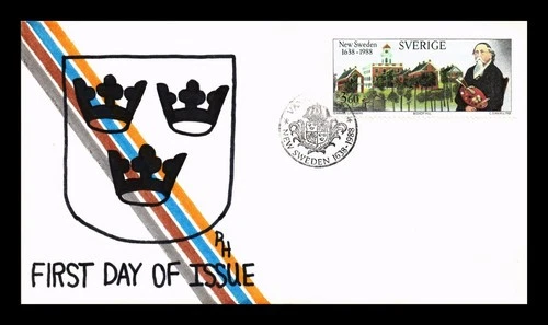 COVER NEW SWEDEN 350TH ANNIVERSARY SWEDEN FDC RH HAND COLORED 3 OF 20