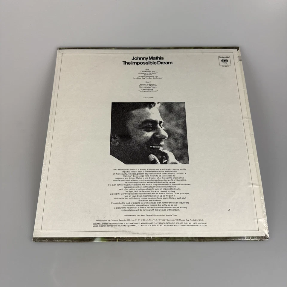Johnny Mathis – The Impossible Dream VINYL RECORD LP ALBUM CS 9872 Brand New - Image 2 of 2