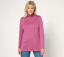 Isaac Mizrahi Live! Women's Top Sz L Essentials Long Sleeve Purple A372782