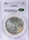 1886 Morgan Silver Dollar CACG MS62 Rainbow Toned Reverse Magnificent Coloring