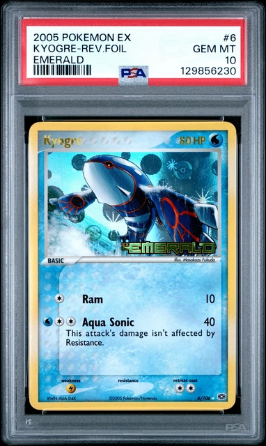 2005 POKEMON EX EMERALD #6 KYOGRE-REVERSE FOIL PSA 10