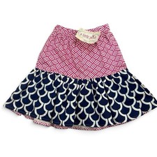 Vintage A Little Posh Girls 6 Skirt Pink Navy Ruffle Cotton Made USA