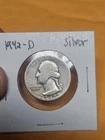 1942 (D) Washington Quarter 90% Silver VG - Fine