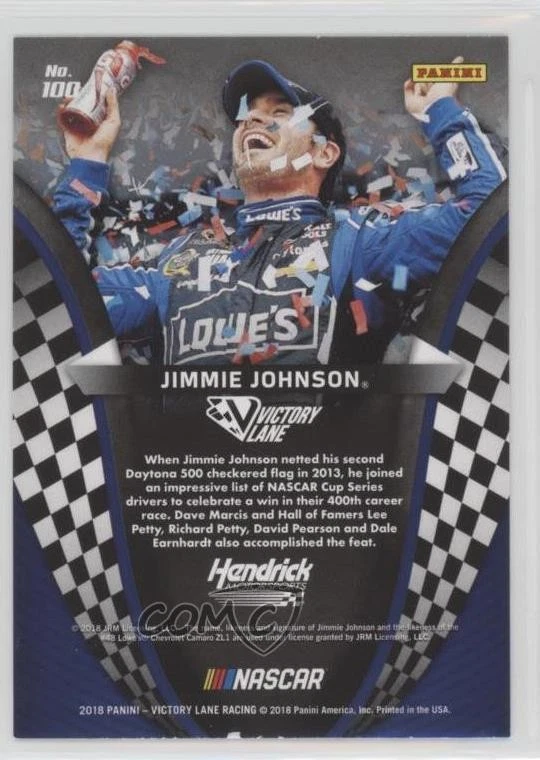 2018 Panini Victory Lane Past Winners Silver Jimmie Johnson #100 HOF - Image 2 of 2