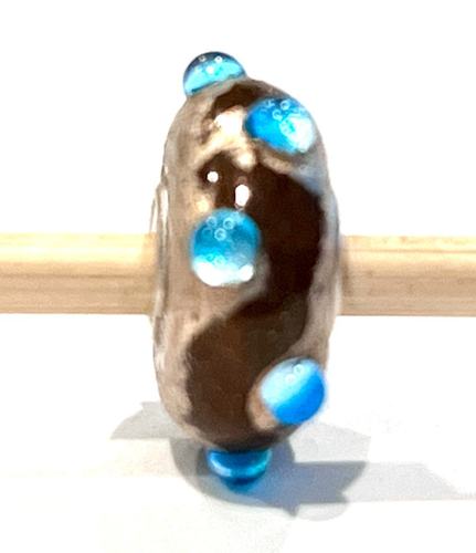 TROLLBEADS OOAK One of a Kind Unique LAA 925S Browns & Turquoise Raised Dots NEW - Picture 6 of 12