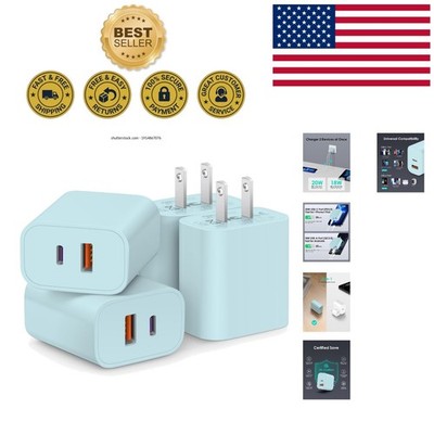 Compact 20W Charger Block Set - Ultra-Fast USB C & QC Adapter for Home & Travel