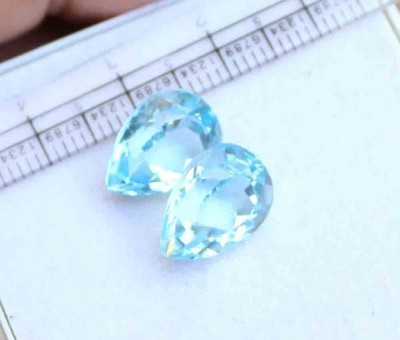 14.10 Ct Natural Blue Topaz 10*13 mm Pear Cut Sky Color Loose Gemstones Pair