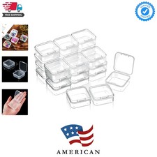 24 Packs Small Clear Plastic Beads Storage Containers Box with Hinged Lid for...