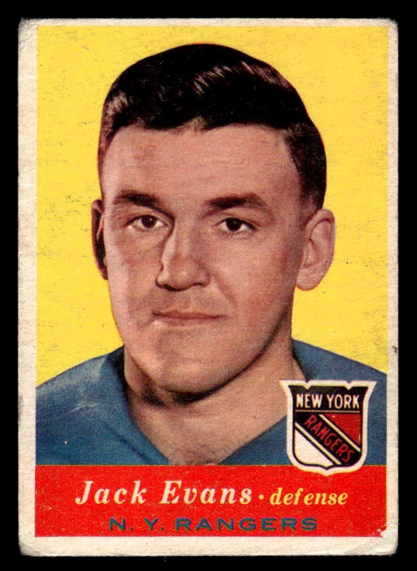 Jack Evans #55 Hockey Cards 1957 Topps trading card — raw and PSA graded price guide