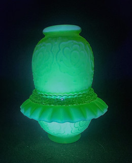 Vintage Fenton Glass 3pc Uranium Custard Glass Fairy Lamp 7” No Reserve