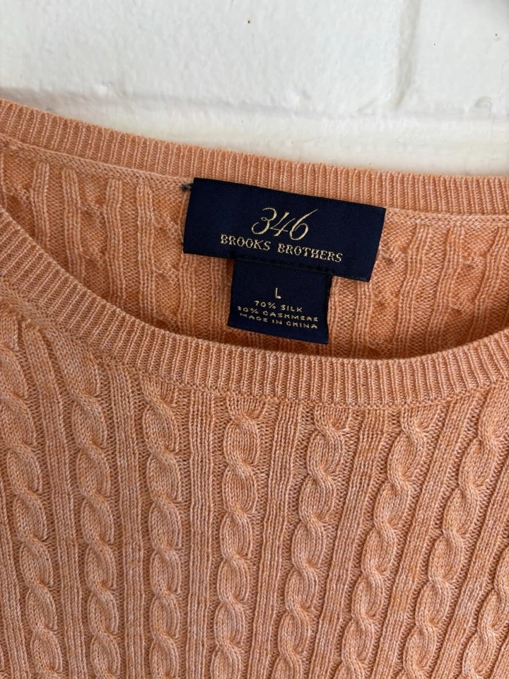 Brooks Brothers 346 Women’s Short Sleeve Cable Knit Sweater Silk & Cashmere Top - Image 2 of 4