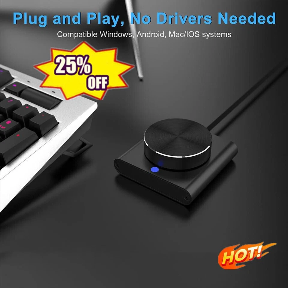 PC Volume Control Knob USB Volume Control Spin Button For PC Q9S2HY78 V1F5 - Image 4 of 4