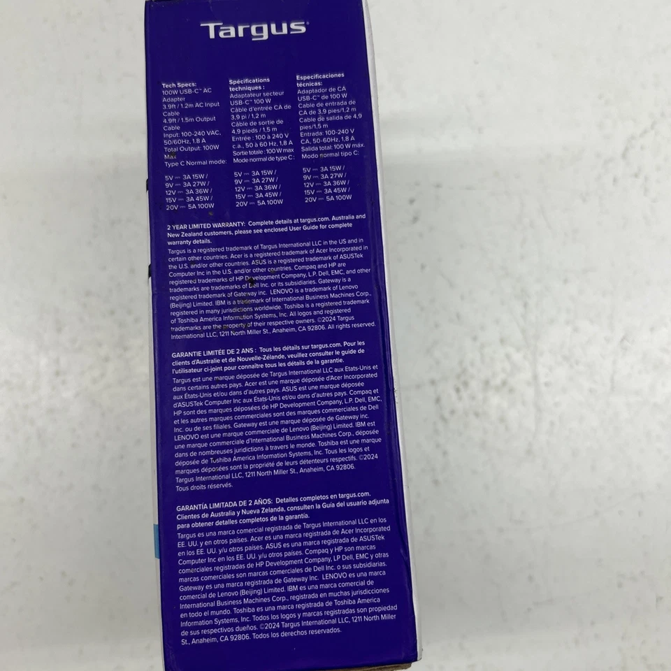 Universal Laptop Charger 100W Universal A.C Adaptor APM108TT New Targus - Image 4 of 4