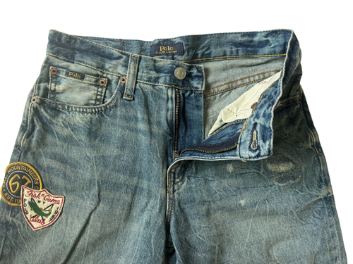 New Boys Polo Ralph Lauren Sullivan Slim Distressed Denim Jean Shorts 14-16 L - Picture 2 of 9