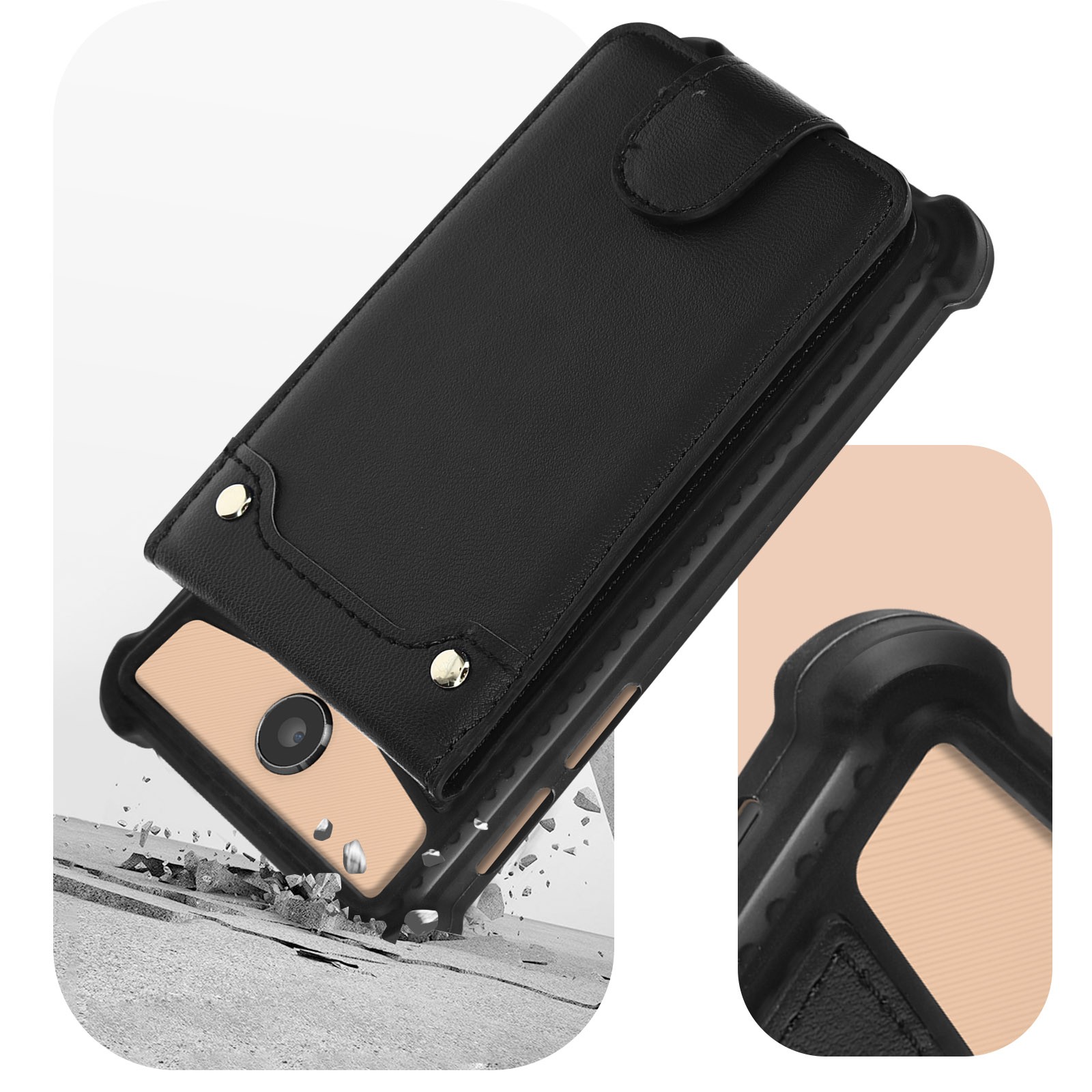 Coque antichoc pour smartphone 4.7 5 pouces housse de protection noire - 4