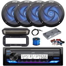 JVC KD-X38MBS Marine BT Receiver, Amp, 4X 6.5" 240W LED Speakers, Accessories