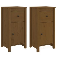Sideboard 2Er Set Massivholz Kiefer Honigbraun 40X35X80 Cm