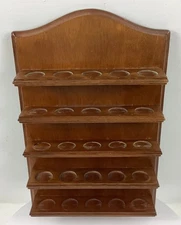 Vtg Wooden Thimble Display Wall Shelf 5-Shelves 25-Thimble Slots