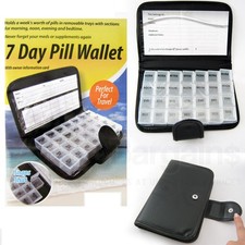 Deluxe 7 Day Pill Organizer Dispenser Box In Wallet Weekly Medicine Travel Case