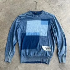 Vintage Diesel Washed Indigo Patchwork Sweater - Japanese M (Men's S)