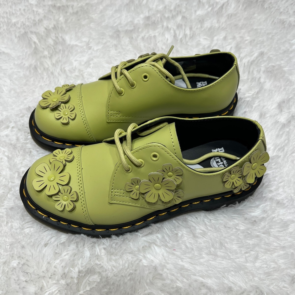 DR MARTENS 1461 FLOWER OXFORDS FLWR GREEN SIZE 6 SHOES