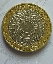 A British  1998 Elizabeth II Two Pounds  £2 Coin "Technology", Minting Error