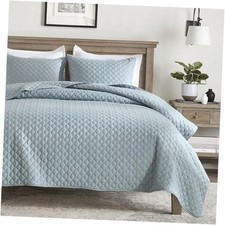 Quilt King Size Blue, Lightweight Quilt for Summer, King 106" x 96" Chambray