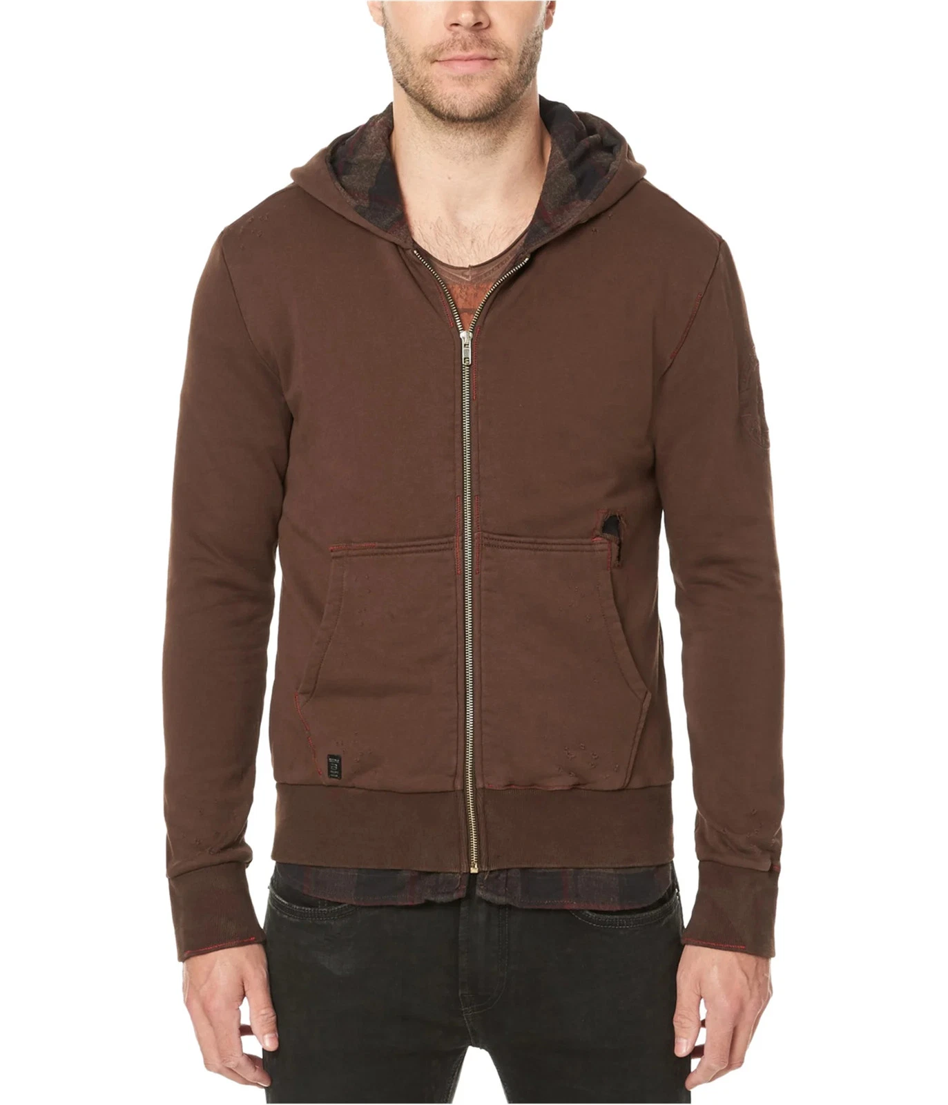 Buffalo David Bitton Mens Fleece-Lined Hoodie Sweatshirt, terra, 2XL
