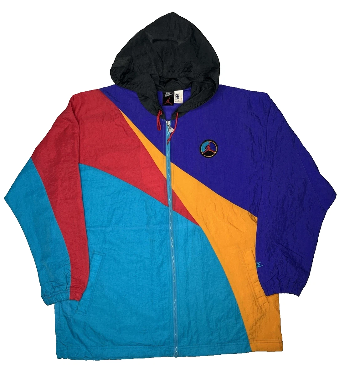 RARE 1993 Nike Air Jordan 8 Aqua Windbreaker Jacket Size M Hoodie