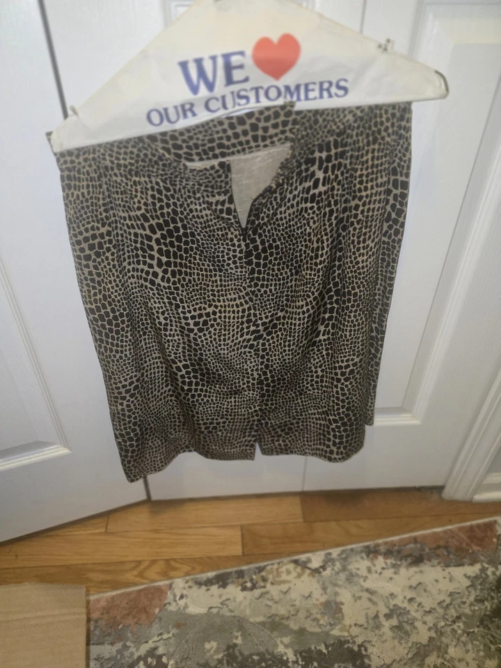 Traje Falda Allison Taylor Vintage Estampado Animal 100% Seda Talla L Foto 4 de 4