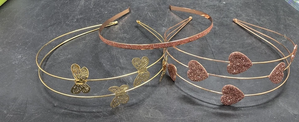 Lot 3 Hair Headband Rose Gold Heart Butterfly - Image 4 of 4