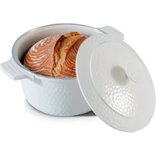 GOTHAM STEEL 5 Qt Ceramic Dutch Oven Pot W/Lid, Nonstick Coating, Hammered Cream