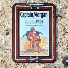 Vtg Captain Morgan Mancave Mirror Spiced Rum Rope Ship Boat Nautical Pirate Bar 
