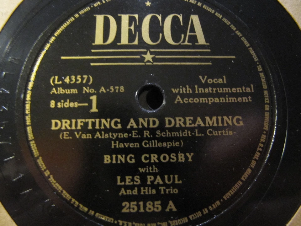 Bing Crosby Les Paul Dick McIntire DRIFTING AND DREAMING Hawaiian Decca A-578 - Image 3 of 4
