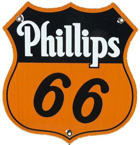 VINTAGE PHILLIPS 66 GASOLINE PORCELAIN SIGN DEALERSHIP GAS STATION MOTOR OIL