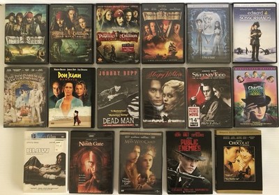 Lot of 17 Johnny Depp Movie Films on DVDs Pirates, Blow, Public Enemy, Edward S