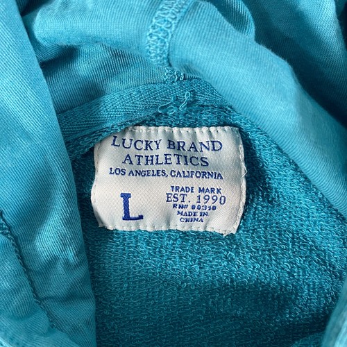 Lucky Brand Duofold Henley Hoodie Mens L Teal Drawstring Casual Cotton - Picture 5 of 14