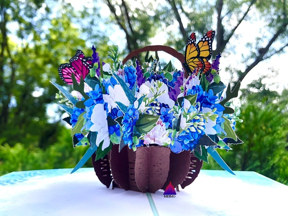 Tarjeta de Felicitación 3D Pop Up Flor Floral Mariposa Cumpleaños Gracias Madre Familia Foto 2 de 4