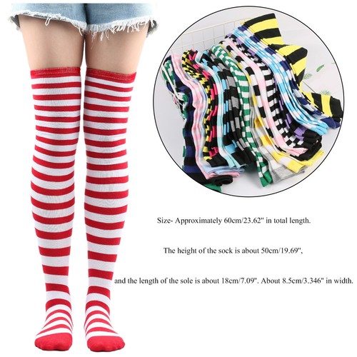 Christmas High Long Socks Over Knee Stripe Sock Christmas Cosplay Party Costumes - Picture 60 of 69
